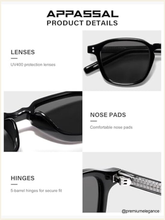Retro Square Sunglasses, Lightweight TR90 Frame UV400 Protection